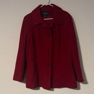 Women’s London Fog Red Wool Pea Coat Sz. XL